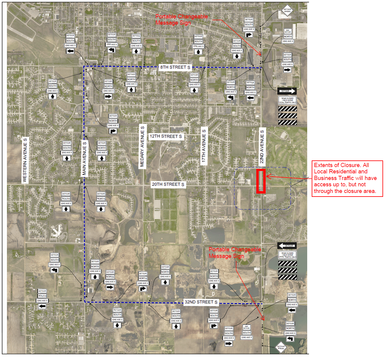 Brookings On Interstate 20TH St South Traffic Control Map.